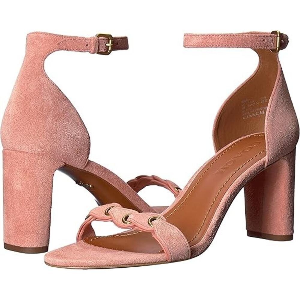 Coach Link Peony Pink Ankle Strap Heel Sandals, US 9